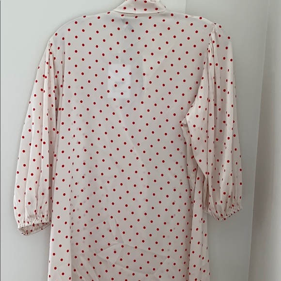 NWT Ganni Pussy-bow polkadot Stretch Silk dress 10 - Picture 8 of 12